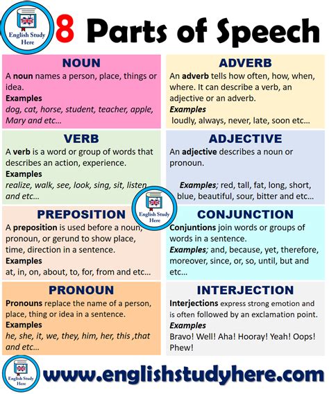 8 Parts Of Speech English Study Here