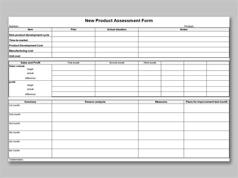 Excel Of New Product Assessment Formxlsx Wps Free Templates