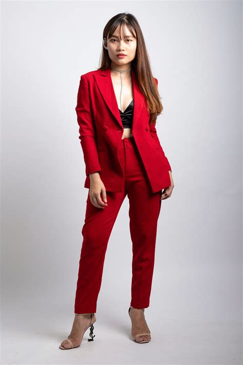 Free Images Clothing Fashion Model Red Outerwear Standing Suit