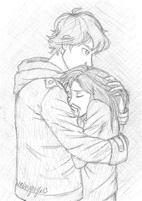 Brother And Sister Hug Drawing Sketch Coloring Page