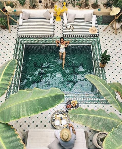 Green Tile Pool Personal Pools Modern Moroccan Style