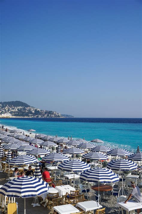 Nice France Fun Beach Umbrellas Lined Up On The Beach In Nice Come