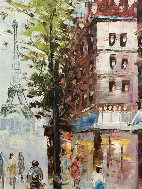 Paris Street Scene 3 Eiffel Tower 20x24 Hand Painted Oil Etsy