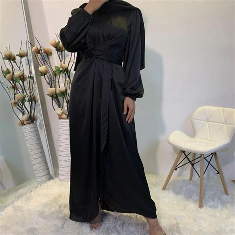 6345 Arabic Silk Muslim Dresses Abaya In Dubai Islamic Clothing For