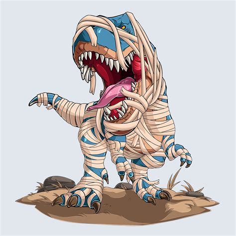 Scary Mummy Dinosaur Trex Roaring For Halloween Party 3129632 Vector