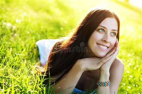 Young Pretty Girl Laying On The Grass Stock Photo Image Of Natural