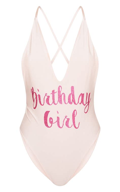 Pink Birthday Girl Glitter Swimsuit Prettylittlething Usa