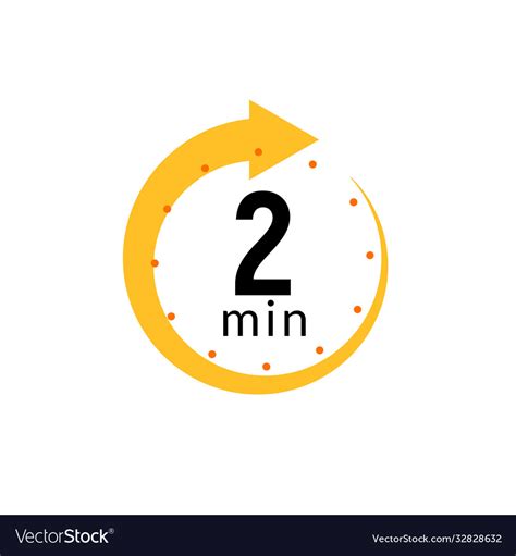 2 Minutes Clock Quick Number Icon 2min Time Vector Image