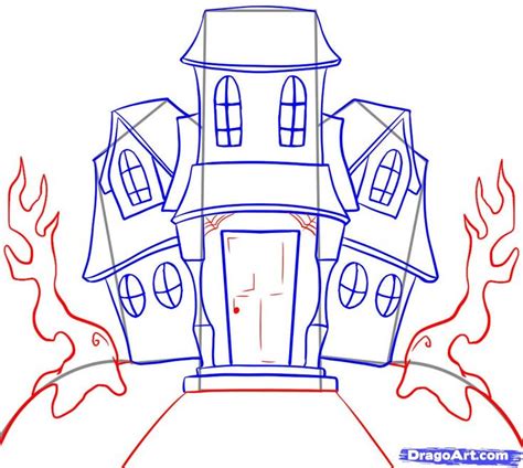 How To Draw A Haunted House Haunted House Drawing Drawing Tutorial