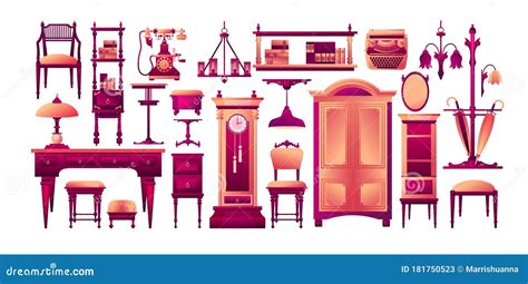 Set Of Furniture Elements Design Stock Vector Illustration Of