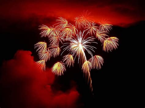 Firework Stars Star Fireworks New Year Red Sky Night Celebrate Hd
