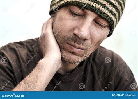Man With Swollen Face Suffering From Toothache Stock Photo Image Of