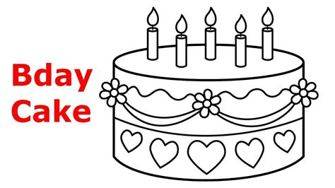 Continuous line drawing birthday cake with candle symbol of celebration happy moment on white background vector illustration minimalism, cake follow along to learn how to draw a cartoon slice of cheesecake easy, step by step. How to Draw Birthday Cake for Kids | Cake and Candles ...
