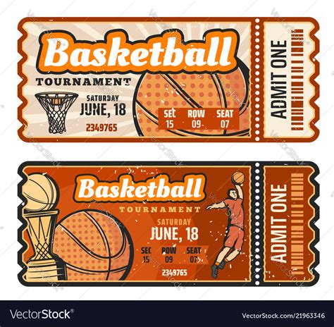 Basketball Sport Game Ticket Royalty Free Vector Image