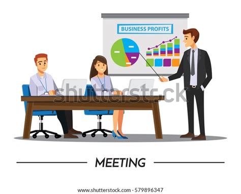 Business People Having Board Meetingvector Illustration Stock Vector