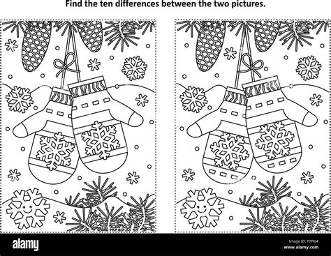 Winter New Year Or Christmas Themed Find The Ten Differences Picture