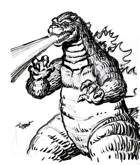 Godzilla went up on a building. Godzilla coloring pages to download and print for free