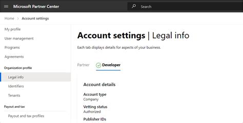 Manage A Commercial Marketplace Account In Partner Center Microsoft Docs