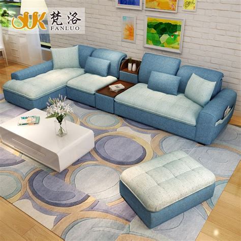 L shape sofa design for living room. luxury living room furniture modern L shaped fabric corner ...
