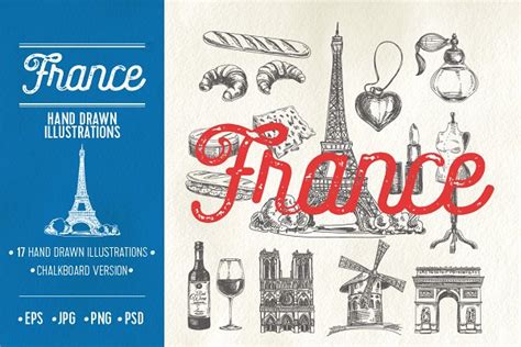Vector France Set Pre Designed Illustrator Graphics Creative Market