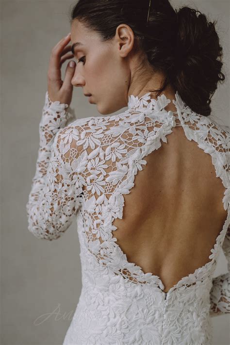 High Neckline Lace Wedding Dress With Keyhole Back Vivienne Wedding Dresses And Evening Gowns