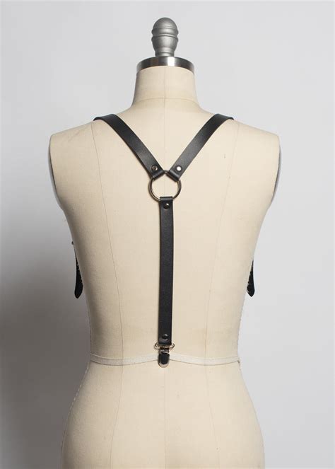 Apatico Harness Suspenders Black Vegan Leather Pvc Gothic