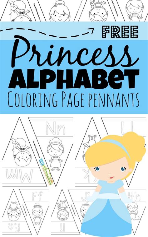 Disney Princess Alphabet Printable Coloring Pages Pennants Alphabet