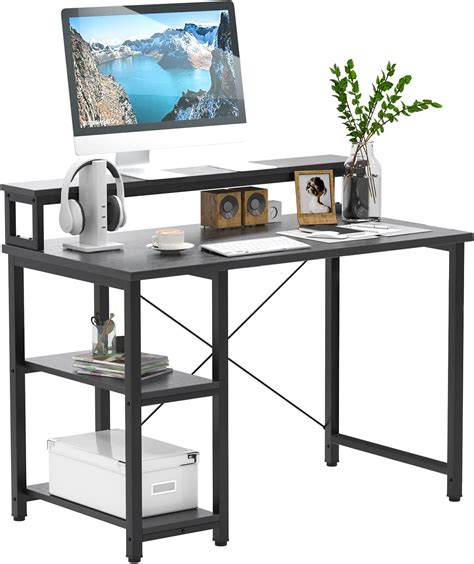 Soge 47 Inches Computer Desk With Storage Shelves Study Writing Desk