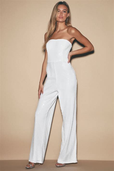 Lulus Skyline White Linen Strapless Culotte Jumpsuit Store