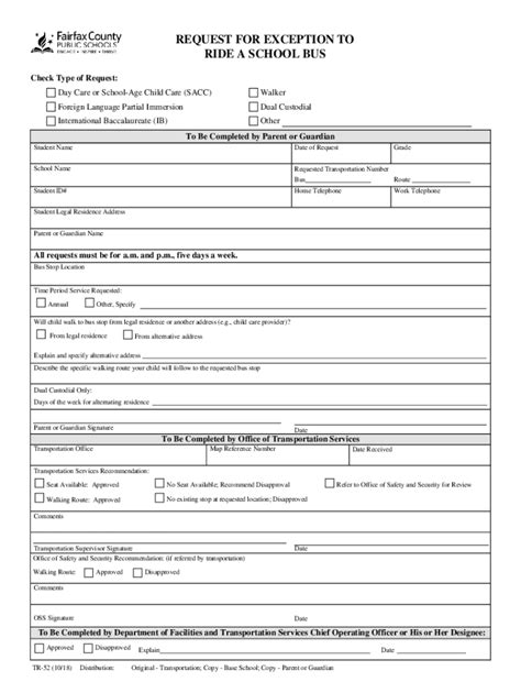 Exception To Ride Fcps 2018 2024 Form Fill Out And Sign Printable Pdf Template Signnow