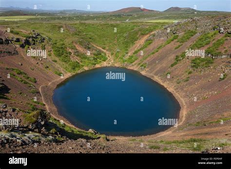 Icelandic Landscape With Crater Filled With Water Stock Photo Alamy