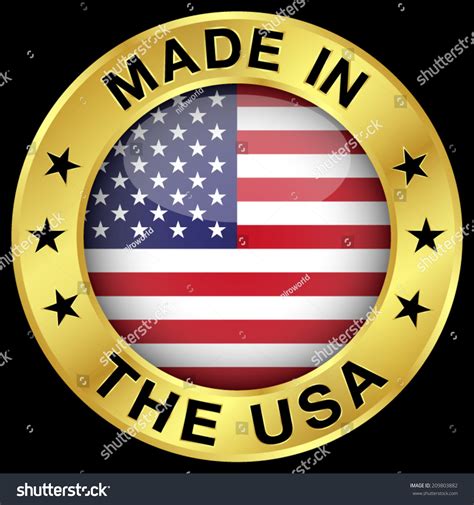 Made Usa Gold Badge Icon Central Stock Vector 209803882 Shutterstock