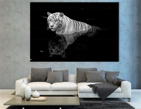 White Tiger Canvas Tiger Print Art Tiger Canvas Art Tiger Wall