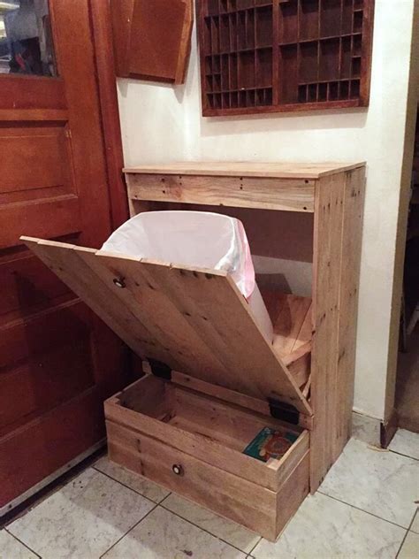 For one, you can get rid of clutter around the house; DIY Tip Out Pallet Trash Can Holder | Pallet ideas easy, Pallet projects furniture, Trash can