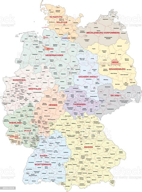 Carte Administrative Et Politique De Lallemagne Vecteurs Libres De