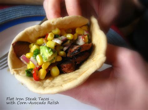 Home Cooking In Montana Chipotle Marinated Flat Iron Steak Tacos With Corn Avocado Relish