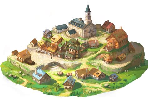 Artstation Medieval Town Oku Fantasy Town Environment Concept