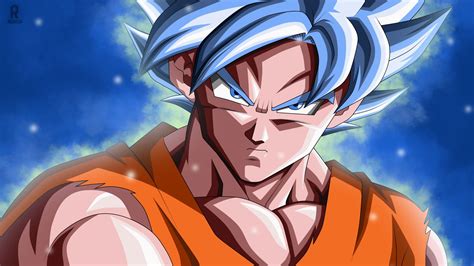 Desktop Wallpaper Goku Face Blue Hair Hd Image Picture Background