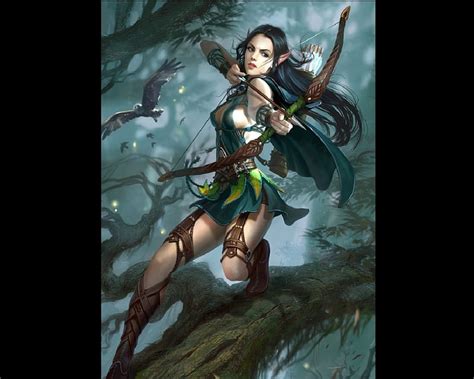 1920x1080px 1080p free download wood elf archer tree female elf woods archer hd