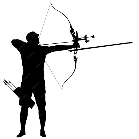 Premium Vector Silhouette Attractive Male Archer Bending A Bow And