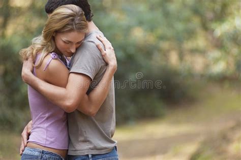 Couple Hugging In Forest Stock Image Image Of Female 31839639