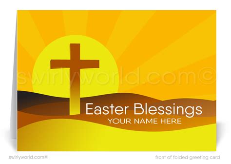 Modern Contemporary Religious Christian Cross Happy Easter Spring Gree