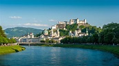 Salzburg, Austria, river, bridge, houses, mountains wallpaper | travel ...