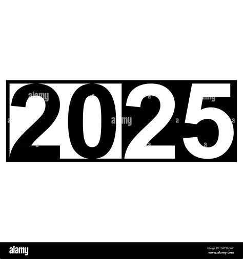 Happy New Year 2025 Eve Typography Black White Logo 2025 Stock Vector