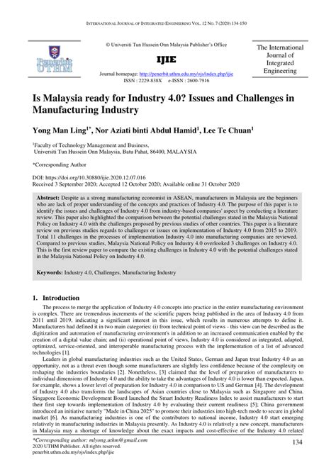 Many countries have positively responded to industry 4.0 by developing strategic initiatives to strengthen industry 4.0 implementation. (PDF) Is Malaysia ready for Industry 4.0? Issues and ...