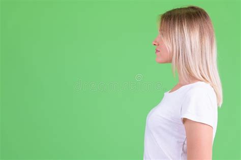 Profile View Of Young Beautiful Blonde Woman Stock Photo Image Of