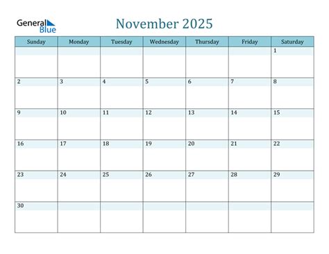 November 2025 Calendar Pdf Word Excel