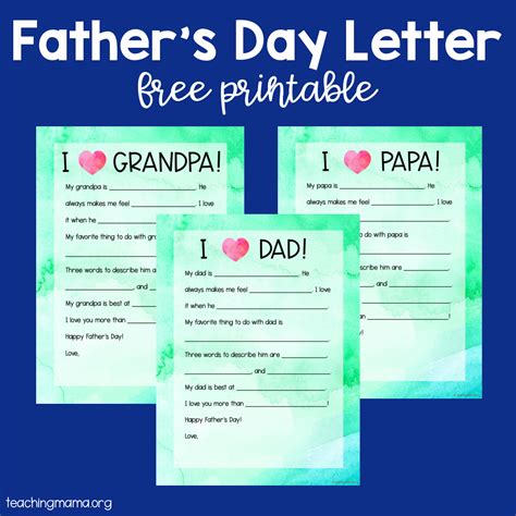 Fathers Day Letter Printable