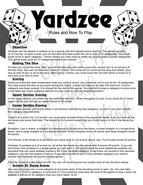 40 Free Download Free Printable Yardzee Rules Pdf Doc Cdr