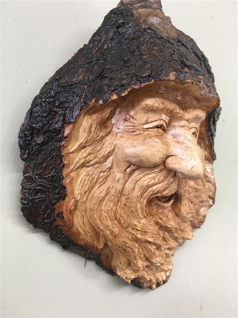 Wood Spirit Wood Carving Tree Spirit Wooden Old Man Face Etsy